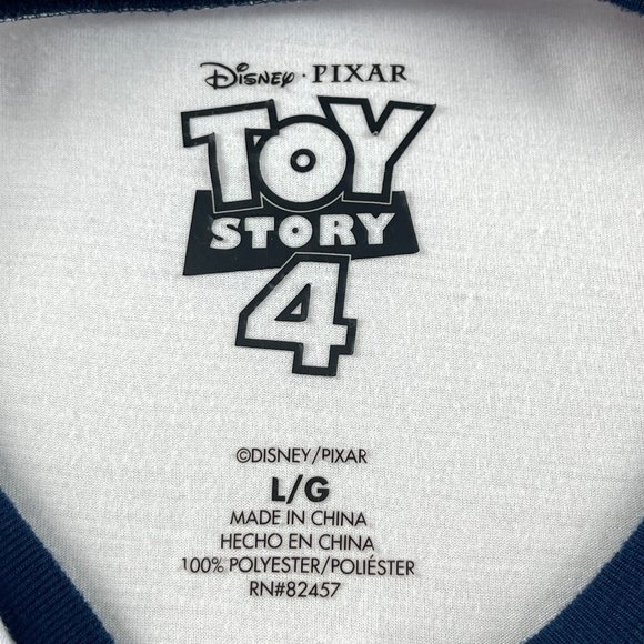 Disney Pixar Toy Story 4 Pajama Top Size L White Toy To The World Raglan Sleeve - Picture 4 of 11